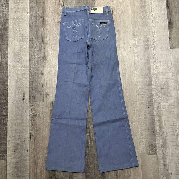 VTG 70s DeeCee Western Hippie Jeans USA Lightwash Flared Bootcut Denim 28x34 - Picture 1 of 6